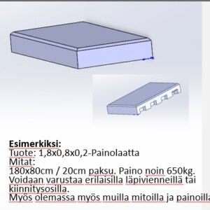 Painolaatta - Aluslaatta puomille tai säiliöille. Eri kokoja ja painoja. Kysy lisää